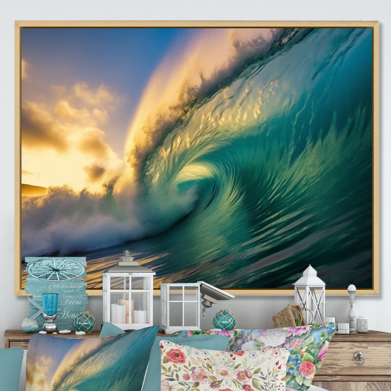 Hawaiian Waves Surf Dream II, reproduction d'art sur toile, H 16 po x l 32 po x P 1 po, Cadre naturel flottant