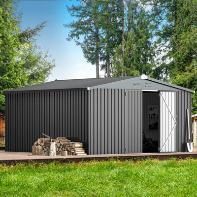 Remise de rangement en métal 12 pi x 12 pi avec conception de portes verrouillables