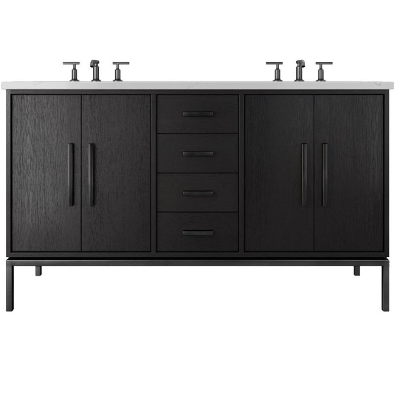 Rift White Oak Double Bath Vanity, 60", Classic Black, Matte Black