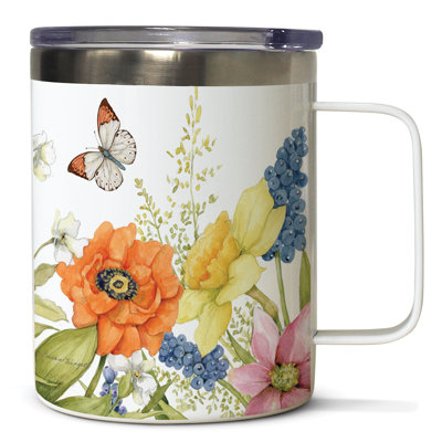 Winston Porter Garden Walk Stainless Steel Mug w/Lid 12 oz.