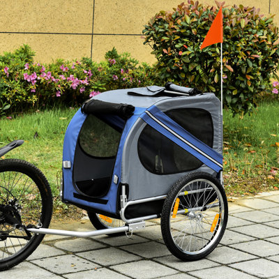 Bicycle Dog Wagon - Off-road Capable, Blue/grey Pet Trailer , Easy Ventilation,