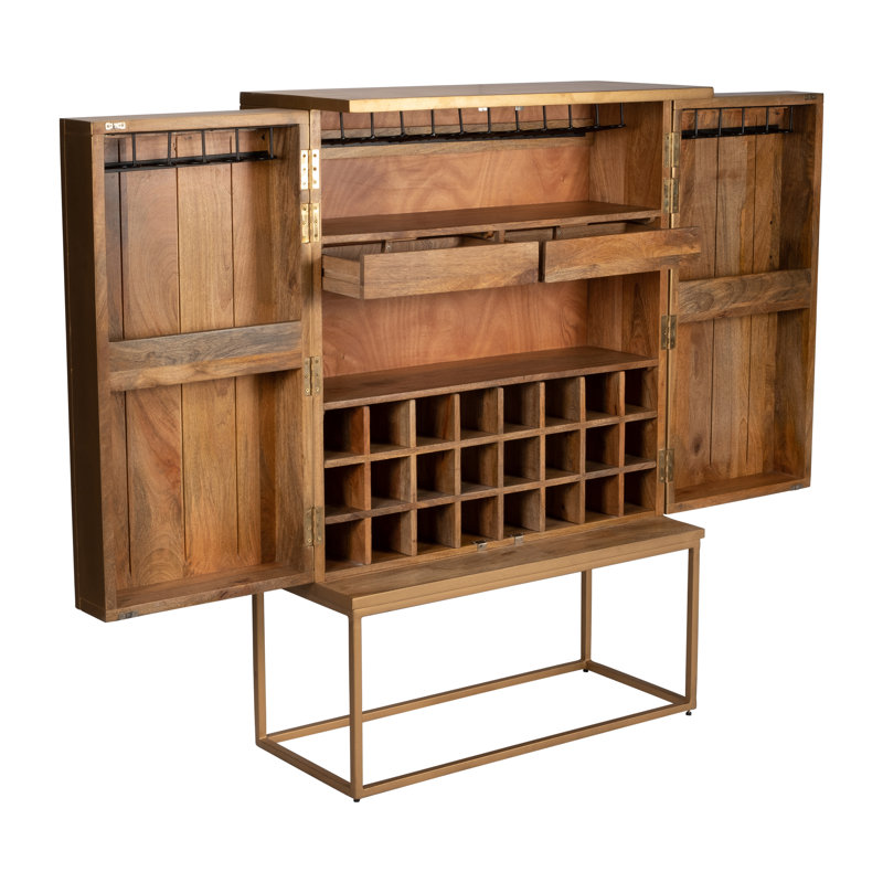 Armoire moderne moderne en bois Glam, H 55 po, doré, rectangulaire - 37 po x 16 po x 55 po