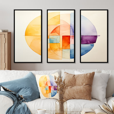 «Pastel Color Geometric Ink Collage I», art mural géométrique