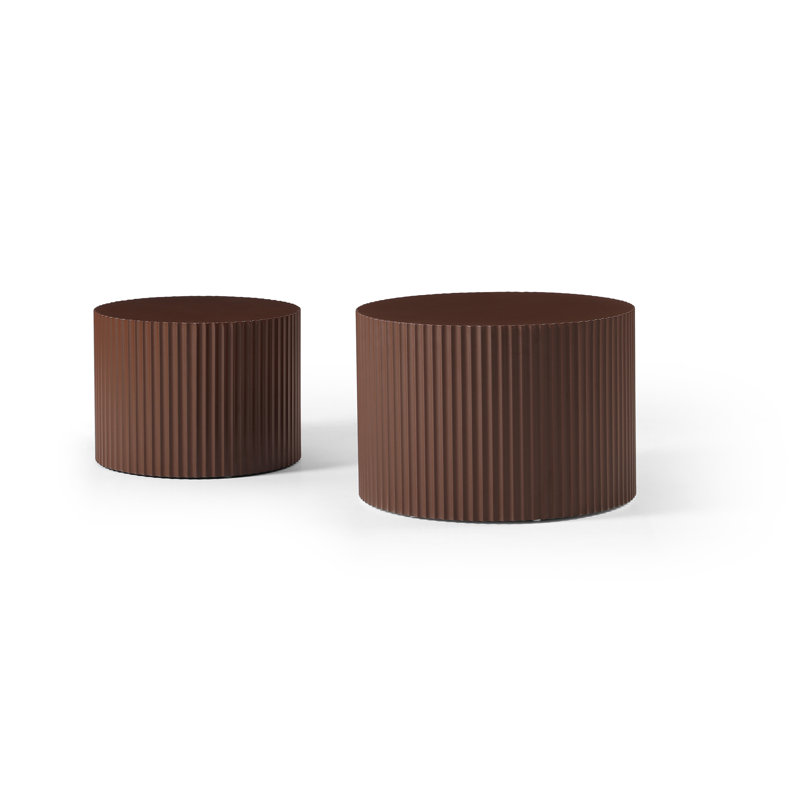 Ensemble de 2 tables gigognes en MDF pour le salon / espace de loisirs, 15.75" H x 23.62" W x 23.62" D, Dark Brown