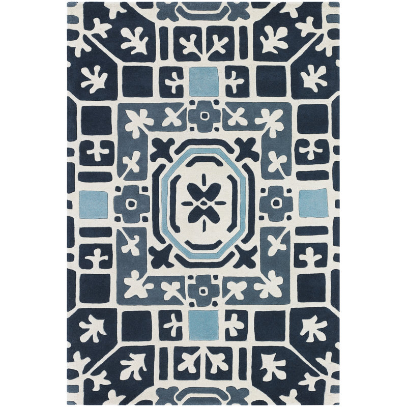 Tapis bleu leva, 5 pi x 7 pi 6 po