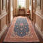 Tapis Kingsley traditionnel surteint uni bleu sarcelle, or et crème, lavable en machine, antidérapant, à poils courts, pour l'intérieur et l'extérieur, adapté aux animaux domestiques, idéal pour le salon, la chambre, la salle à manger, l'entrée, le couloir ou le bureau.-1015815381