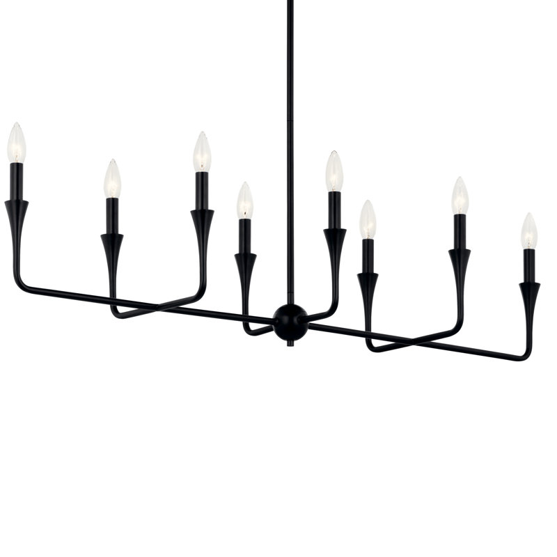  Lustre classique / traditionnel en acier à 8 lumières à intensité variable, Noir satiné