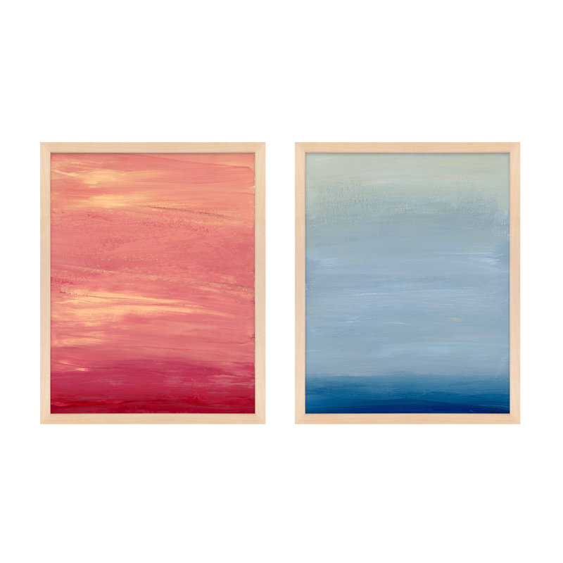 Daydream 1 & 2 by Andrea Stokes - 2 Piece Single Picture Frame Print, 38" H x 30" W x 1.25" D, Maple Framed Paper