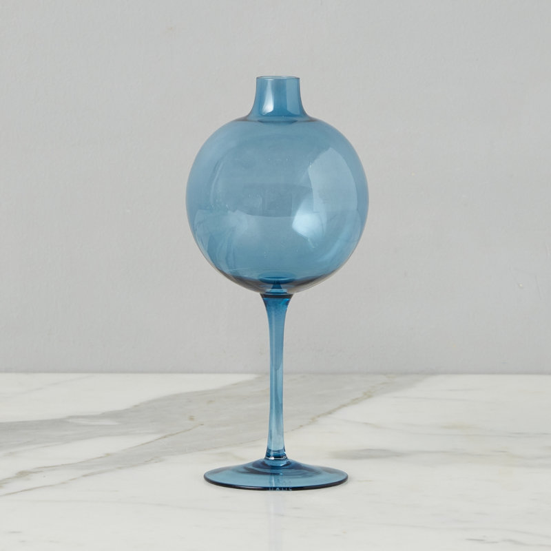 Wine Glass Vase - 3"L x 3"W x 7.5"H - Clear, 4"L x 4"W x 8.75"H, Navy