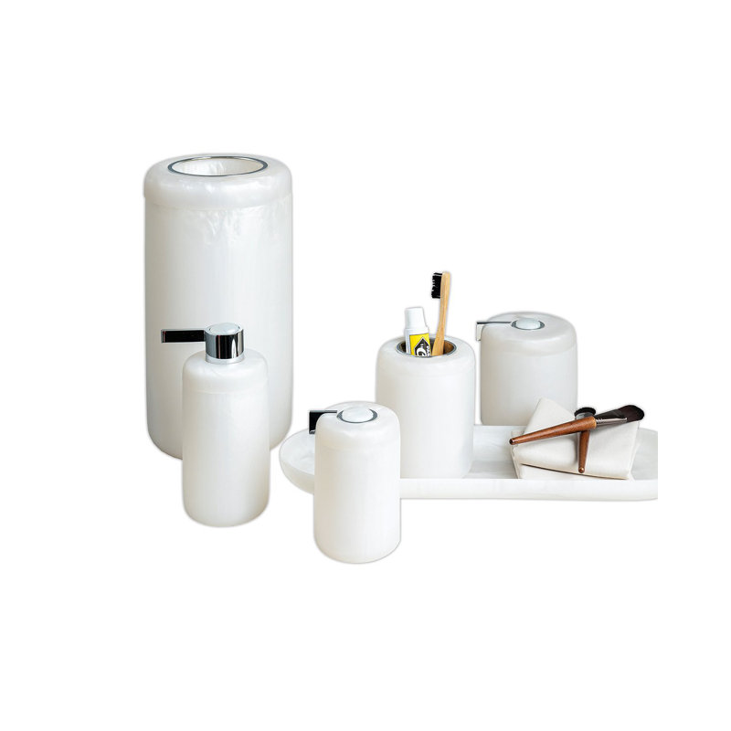 White Resin Freestanding Toothbrush Holder