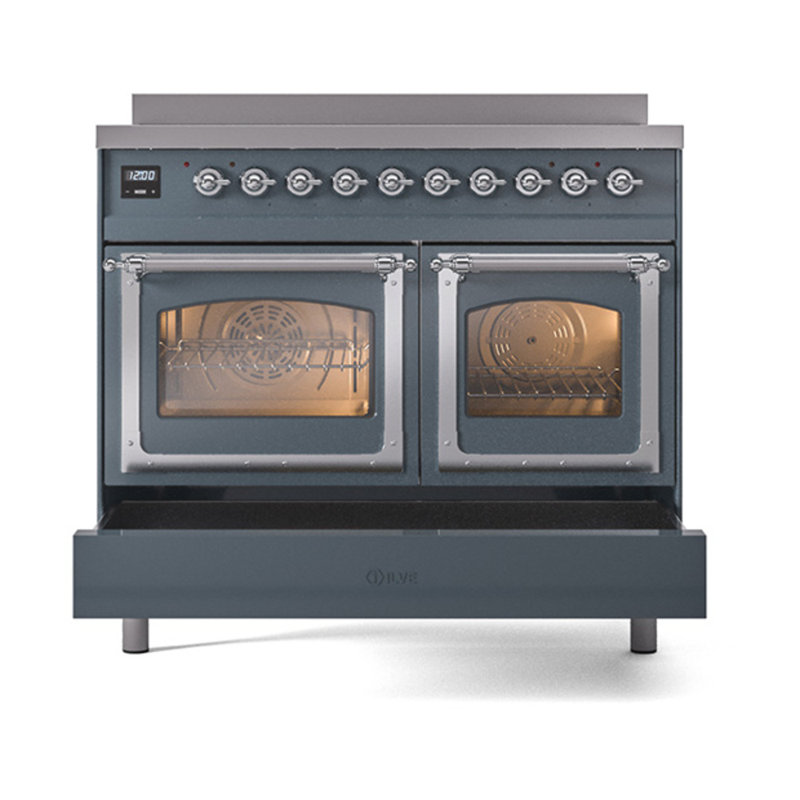 ILVE Nostalgie II Noblesse 40 in Induction Range, Blue Grey/Chrome