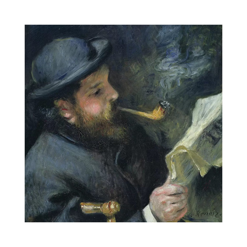 Claude Monet Reading A Newspaper, 1872 by Pierre-Auguste Renoir - Wrapped Canvas Gallery-Wrapped Canvas Giclée