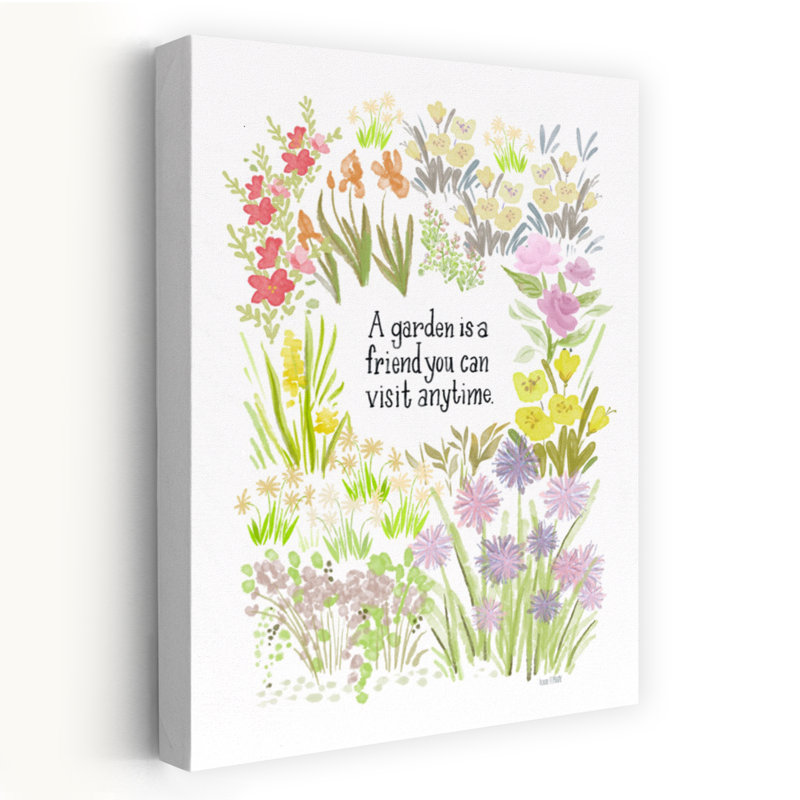 «A Garden Is A Friend», art floral printanier contemporain, H 60 po x l 40 po