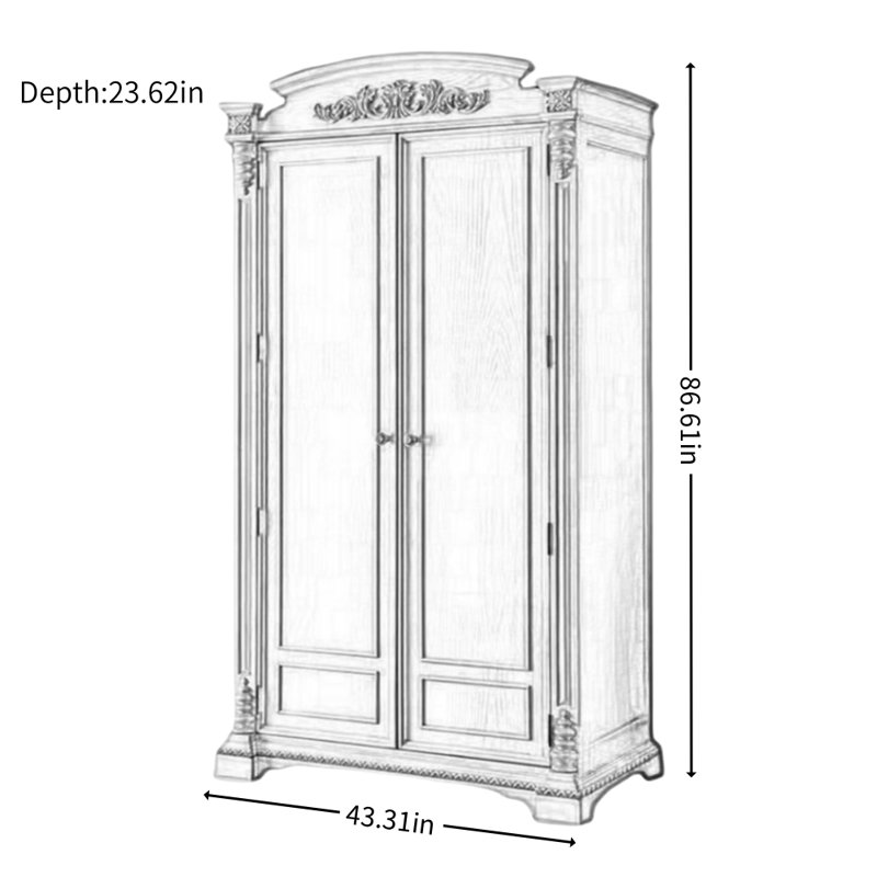 Armoire française rétro en bois massif