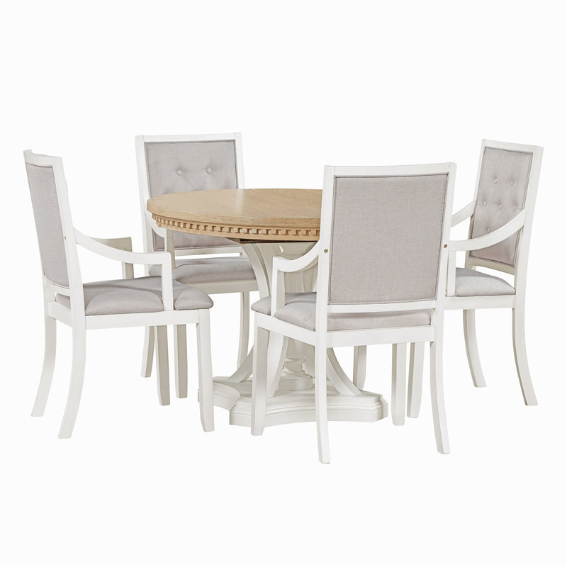 Bowlds Retro 5-piece Dining Set Extendable Round Table and 4 Chairs,Round Table Top with Leaf,dining table set,dining room set