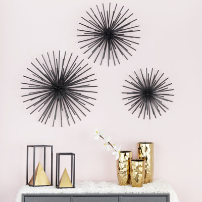3-Piece 3D Starburst Abstract Metal Wall Decor