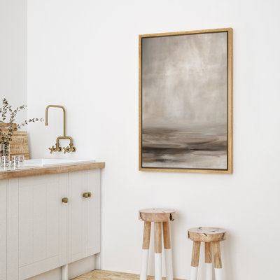 Brown Minimalist Abstract Landscape Framed Bedroom Wall Decorations Canvas Print