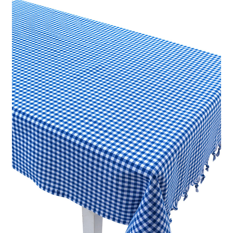 Nappe carrée 100% coton Carmelo, Bleu / blanc