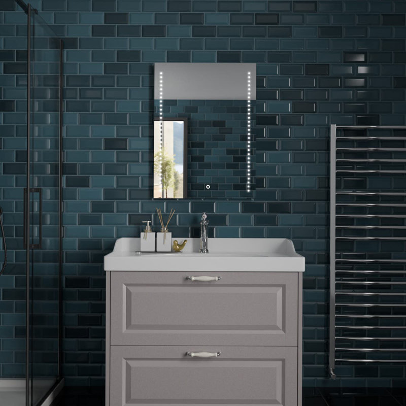 Rectangle LED Bathroom Mirror Fog Free Touch Sensor, 60 cm H x 80 cm W