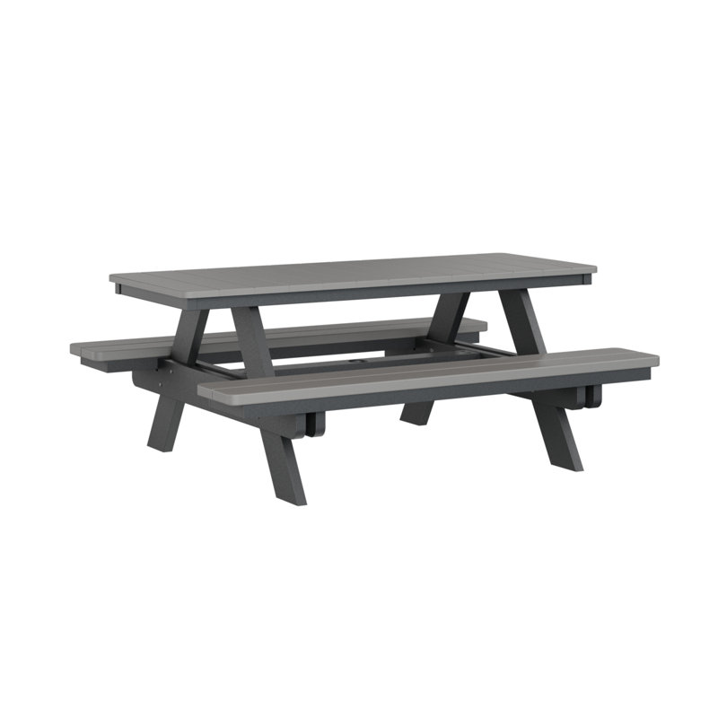 Table de pique-nique rectangulaire Berlin Gardens Ada, Plateau gris pâle / base noire