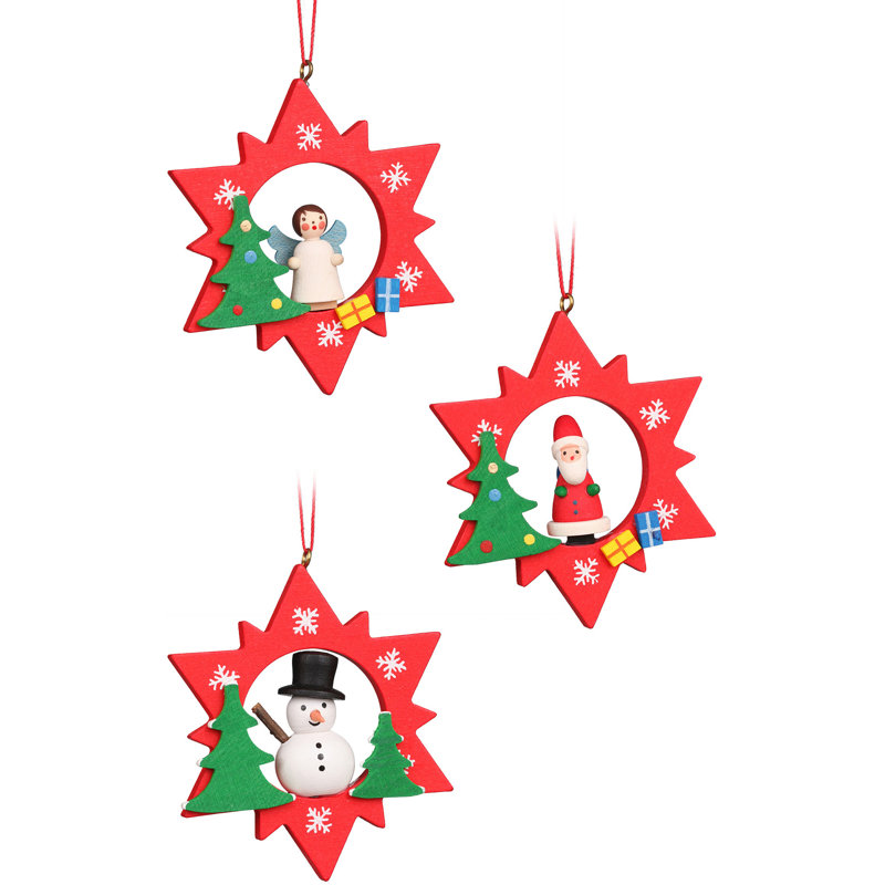 3'' Handmade Wood Hanging Figurine Ornament