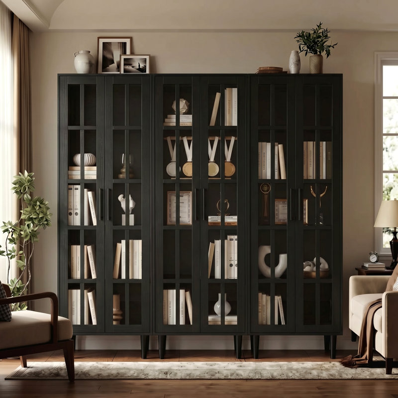 70.9'' H X 94.48'' W Bookcases Set, Book Cabinet Storage, Black