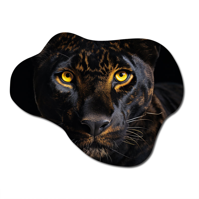 «Black White Panther Majestic Panther», impression murale de sculpture de panthère asymétrique en métal, nuage