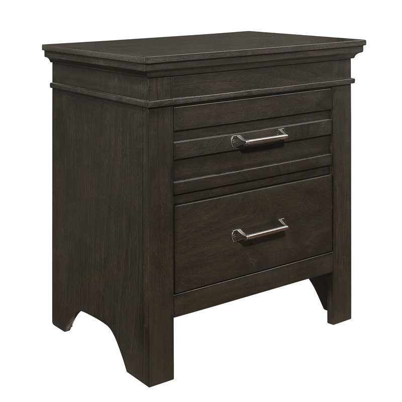 Drummond 24" W 2-Drawer Transitional Nightstand , Gray