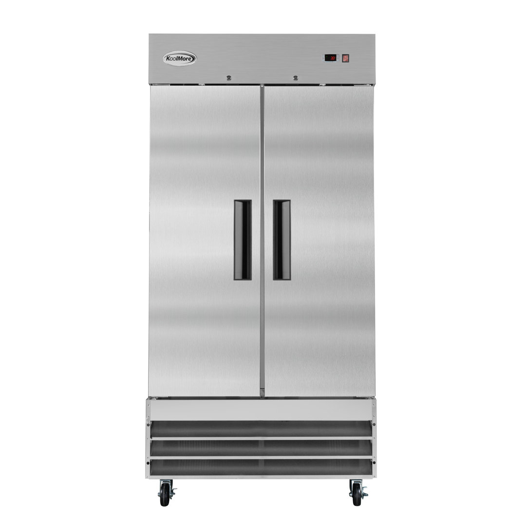 30 cu. ft. Commercial 2-Door Reach-In Auto Defrost Freezer in Stainless Steel KoolMore