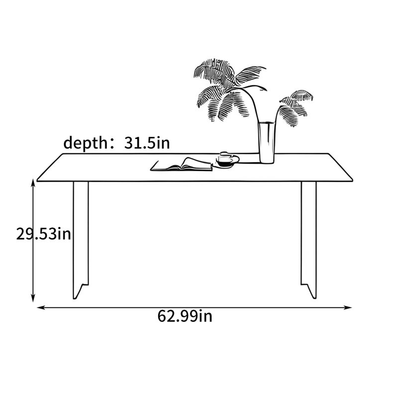 Table de salle à manger rétro, H 29,53 po x L 62,99 po x l 31,5 po