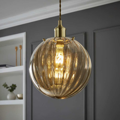 Chessy 25cm H Glass Globe Lamp Shade ( Clip On ) in Yellow