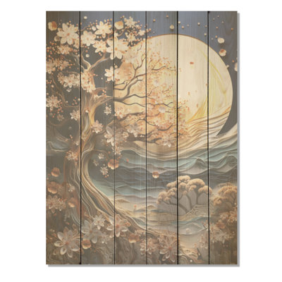 Érable baigné au clair de lune argenté I - érable sur bois, art sur bois de pin naturel