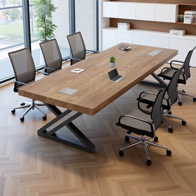 Table de conférence rectangulaire en bois massif 10 personnes, H 29,53 po x L 78,74 po x l 31,5 po