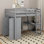 Lit mezzanine double avec bureau, tablettes et tiroirs
