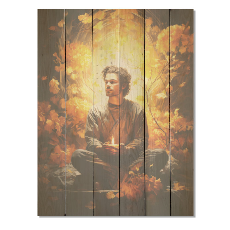 Art mural jaune sur bois de pin naturel, H 20 po x l 10 po