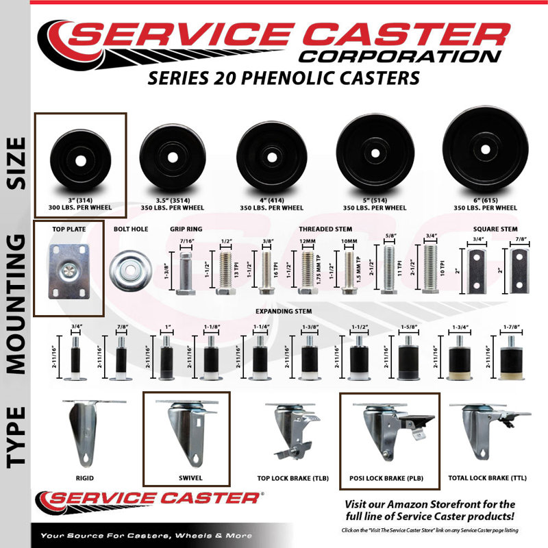 Phenolic Caster with Posi Brake