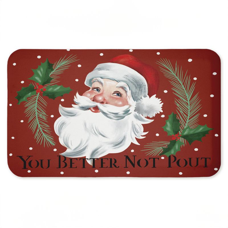 Tapis de sol anti-fatigue Better Not Pout Vintage, imprimé par Caverly Smith, 30 po x 18 po, «Better Not Pout Vintage Santa»