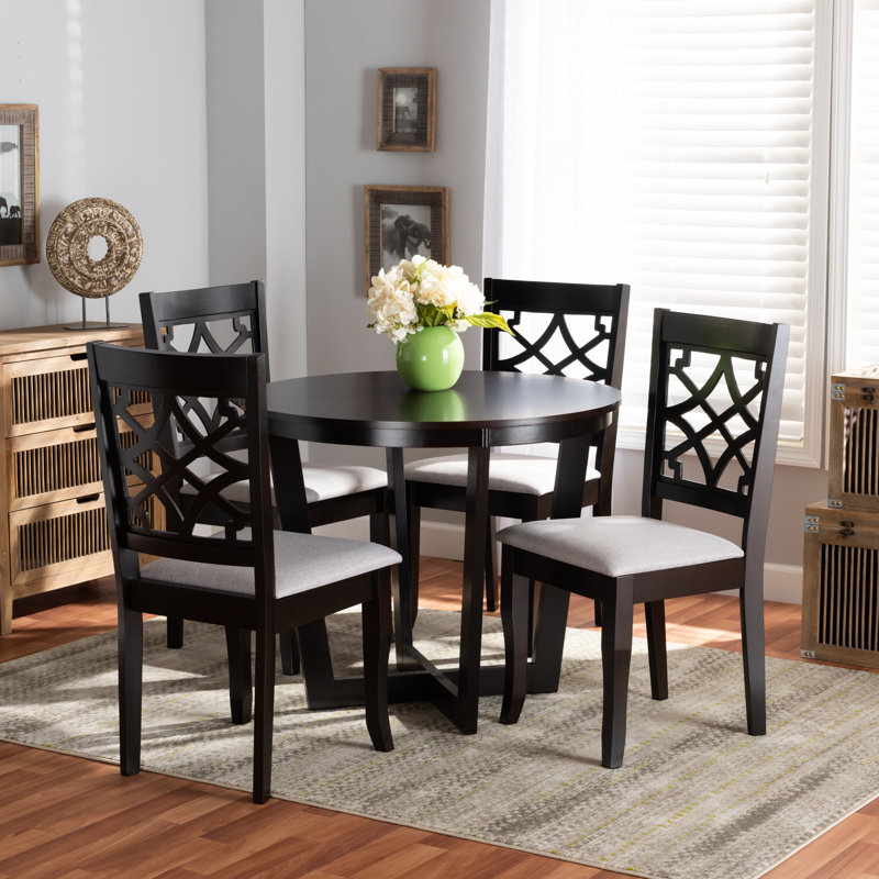 4 - Person Solid Wood Top Four Leg Dining Set, Dark Brown