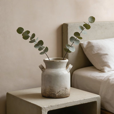 Rustic Farmhouse Vase Ceramic Distressed Decorative Flower Vase For Home Decor, Boho Shelf And Table Centerpiece For Living Room Bedroom Kitchen Office Decor