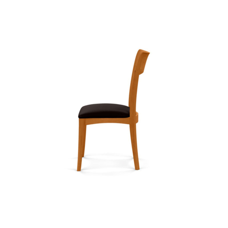 Ingrid Upholstered Dining Chair, Ebony Leather, Natural Cherry