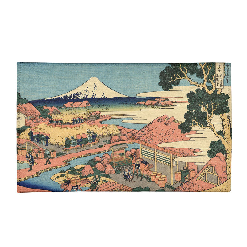 Tapis de plantation rouge/bleu/vert de la plantation de thé katakura, Rectangle 3 pi x 5 pi