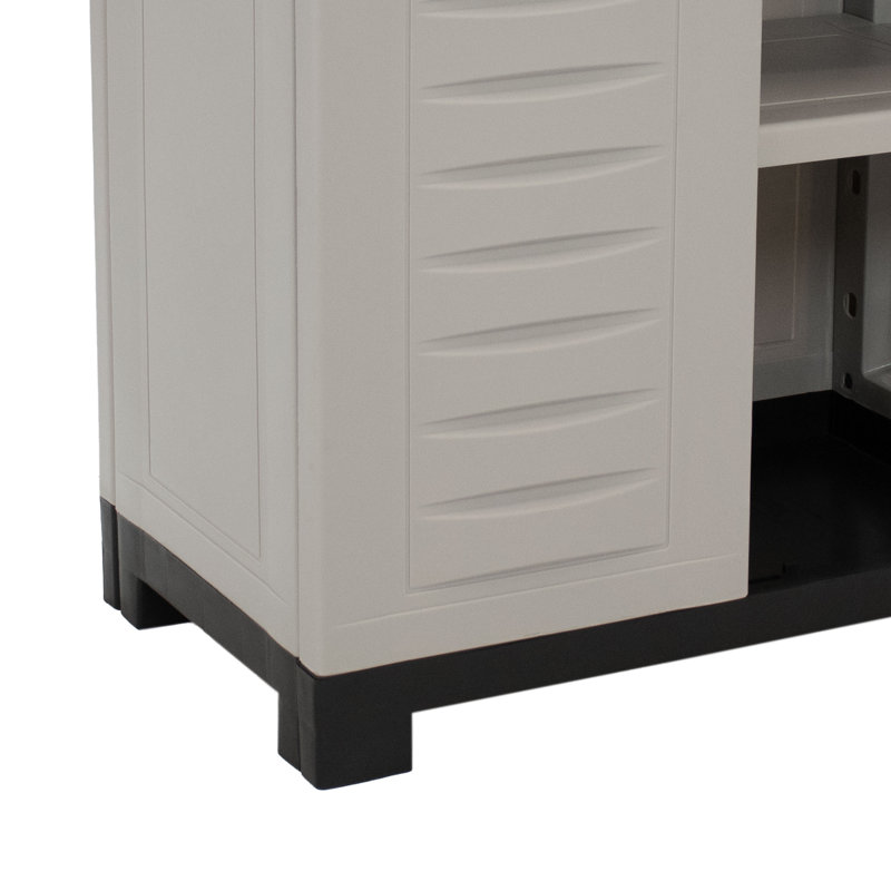 Armoire de rangement de garage autoportante réglable à 1 tablette en plastique de 25,5 po, Gris / bordure gris anthracite