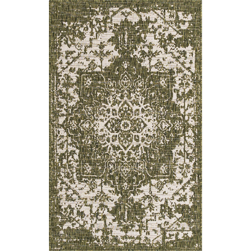 Outdoor Destiny Area Rug Moss Color, Rectangle 3' x 5'