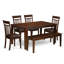 L'ensemble 6 pièces de table et chaises de cuisine contient une table de salle à manger rectangulaire et 4 chaises avec banc, 36 x 60 pouces, acajou-1749228048-1844406012