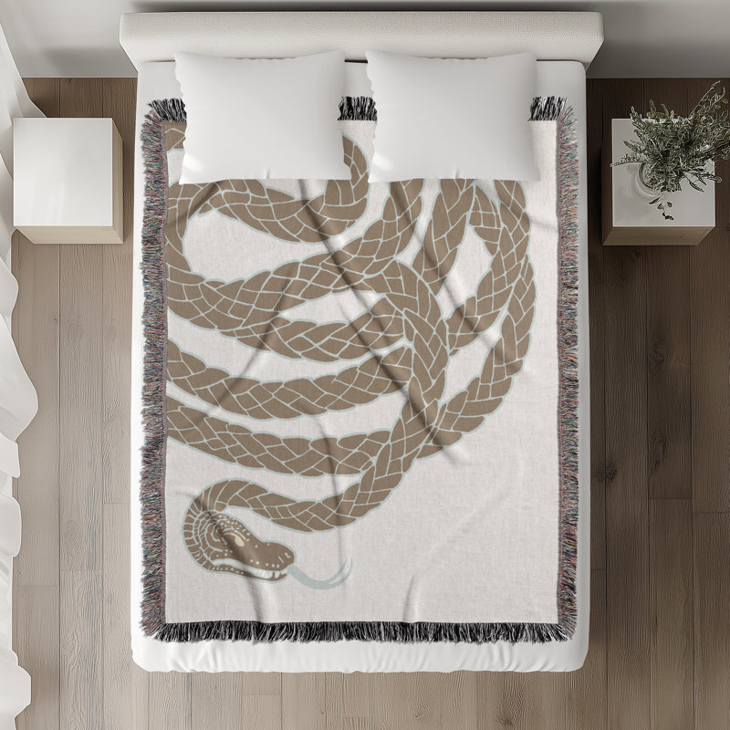 Jeté en mélange de coton Spiga Snake, Beige, L 60 po x l 50 po