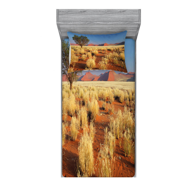 Ensemble de draps sossusvlei d’acacia tree désert, Ensemble de draps pour lit simple TG avec drap-hou