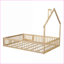 Lit plateforme double en bois de pin avec garde-corps - Aucun sommier nécessaire, style rustique naturel pour la chambre à coucher-2112812657