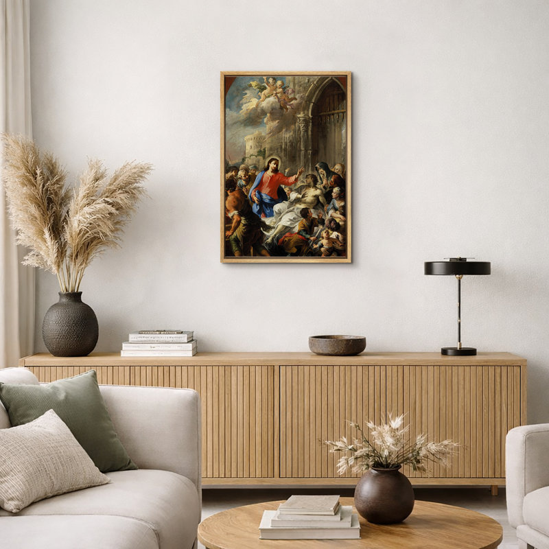 Art du Christ guérissant le mal, images de la Renaissance biblique, impression sur toile encadrée, Natural Floater Frame