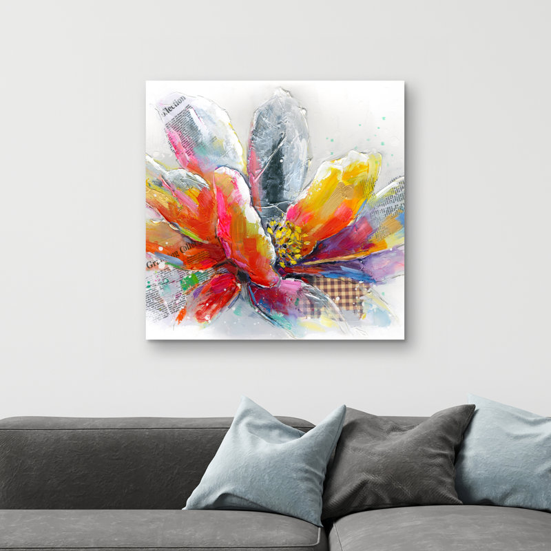 Abstract flower with texture - 32"x32" art on canvas