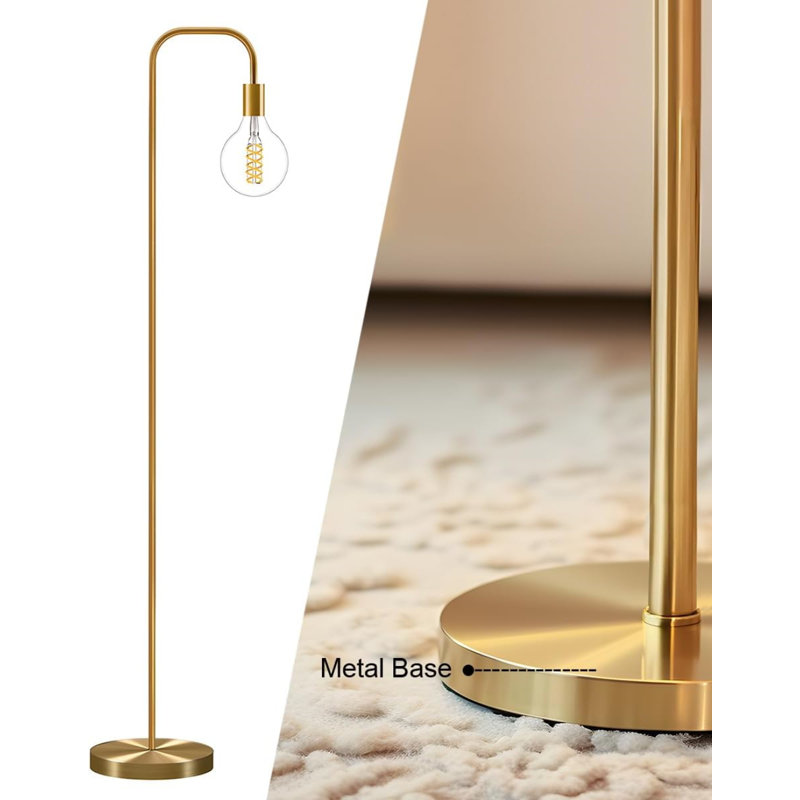 Lampe sur pied industrielle minimaliste avec finition laiton antique pour le salon, la chambre à coucher et le bureau
